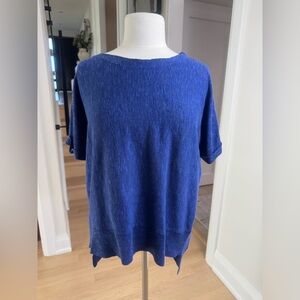Eileen Fisher Blue Linen Cotton Knit Top – Size XS